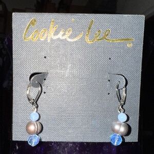 NEW Cookie Lee Genuine Crystal & Freshwater Pearl Earrings
